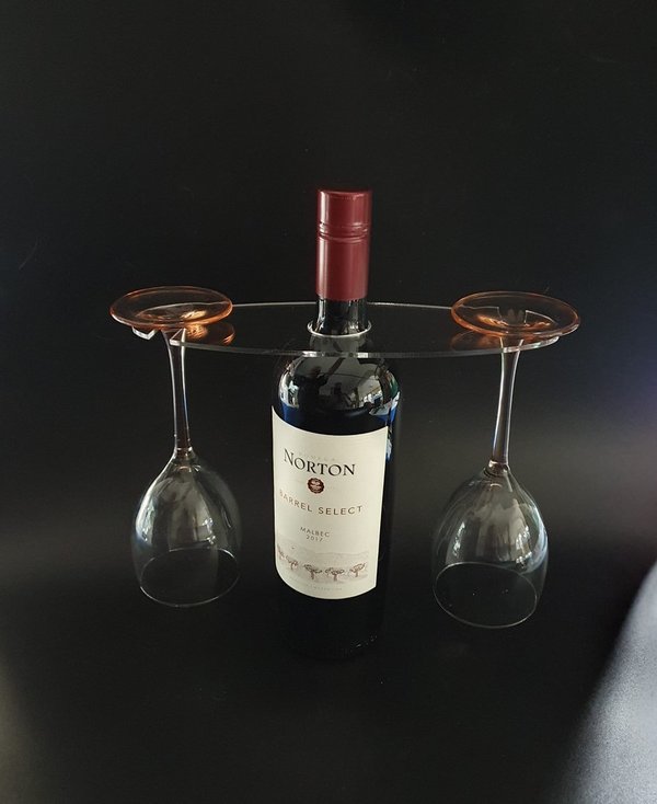 Plexiglas Wijnfleshanger voor 2 glazen