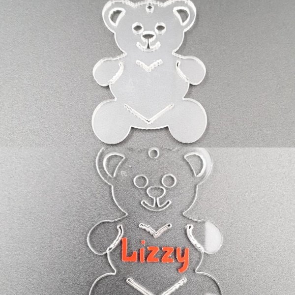 Plexiglas sleutelhanger teddybeer met hartje